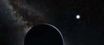 Rappresentazione artistica del Pianeta 9 (fonte: Tom Ruen; la Via Lattea sullo sfondo: ESO, da Wikipedia)&nbsp;