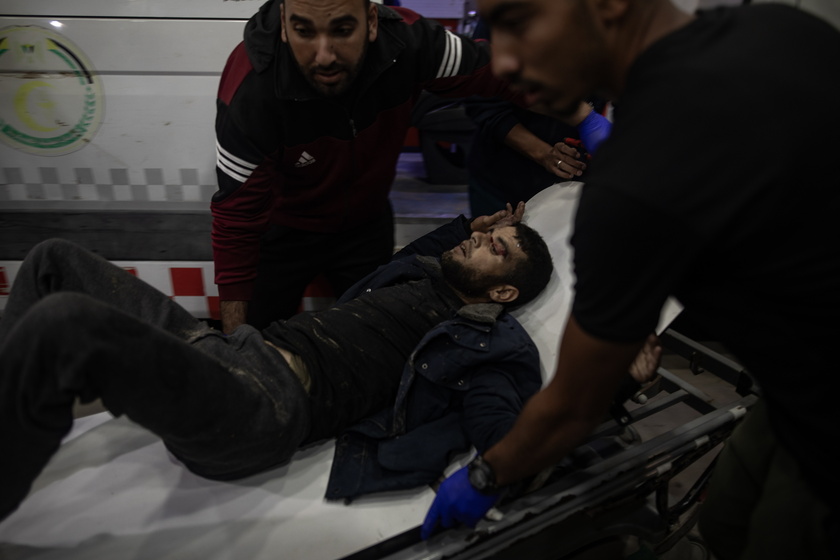 Casualties arrive at Nasser Hospital after Israeli airstrike in the west of Gaza's Khan Yunis