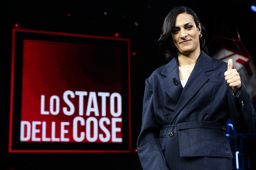 Imane Khelif attends the Raitre Italian tv program Lo stato delle Cose