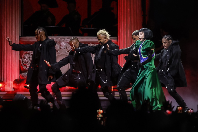 Lady Gaga performs during a free mega concert