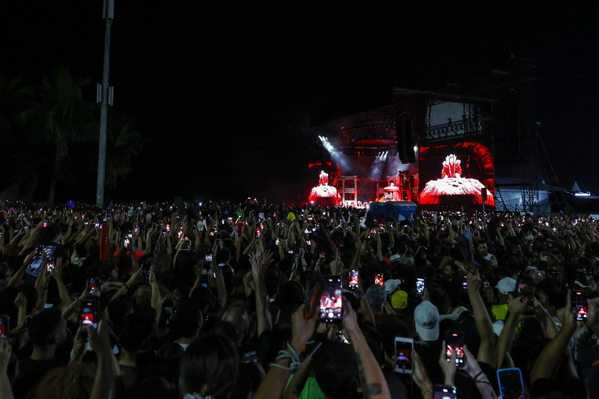 Lady Gaga performs during a free mega concert