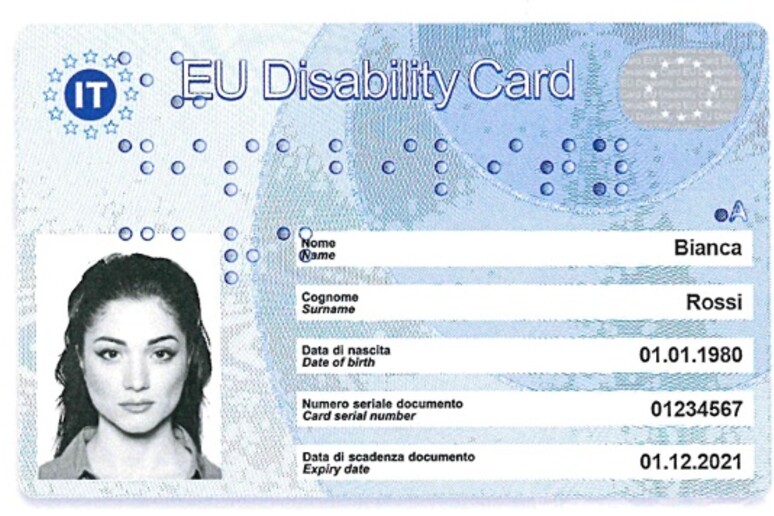 Un fac-simile della Disability Card - RIPRODUZIONE RISERVATA